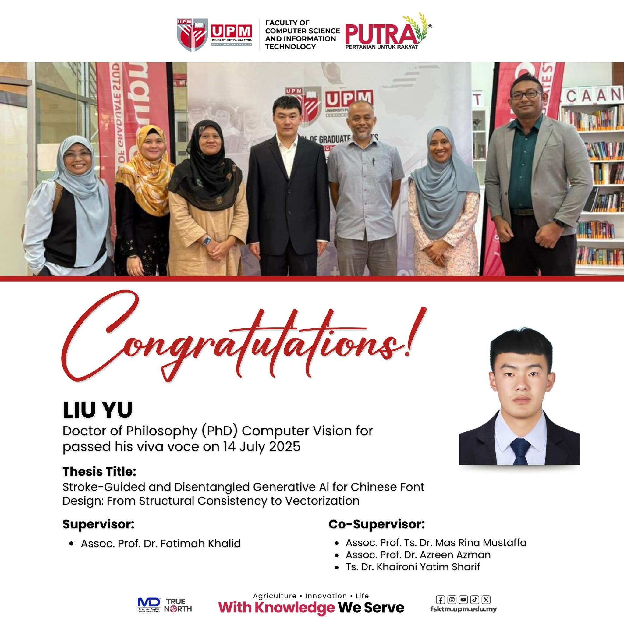 Fakulti - Congratulations to Liu Yu on the successful completion of his ...