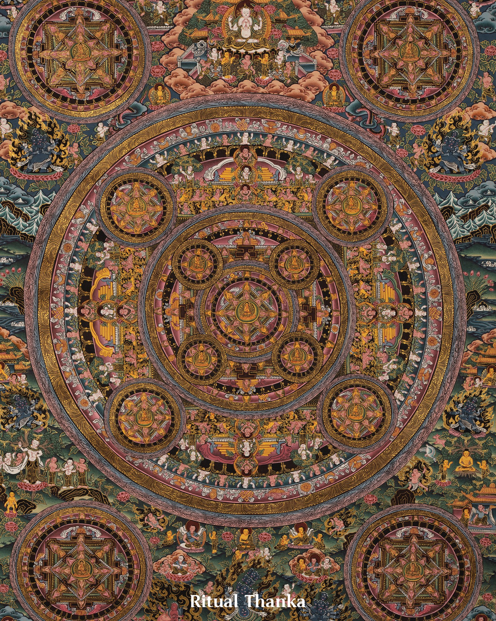 Ritual Thanka - This thangka painting consists of 15...