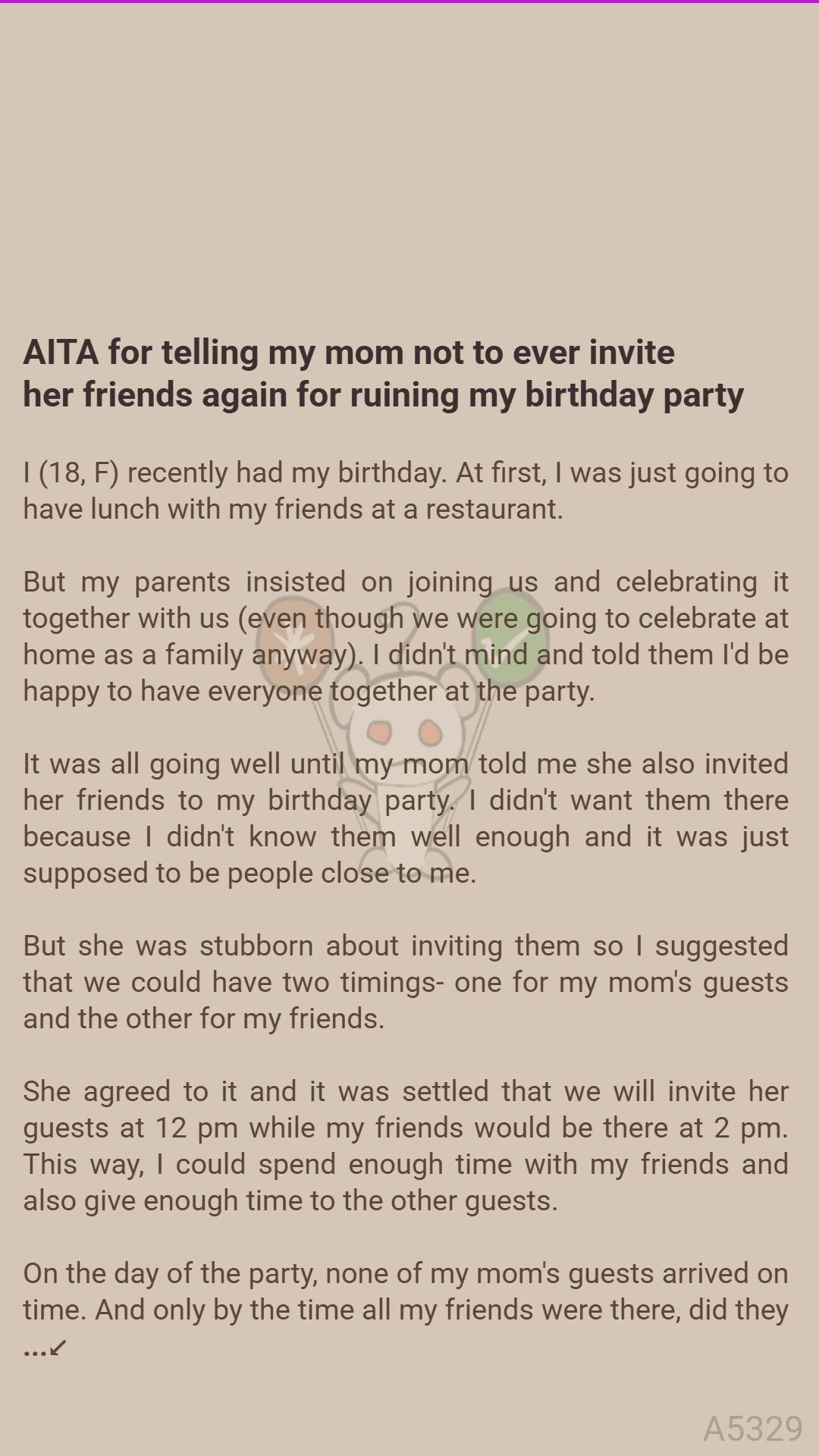 AITA - AITA ⛄ for telling my mom not to ever invite her friends again ...