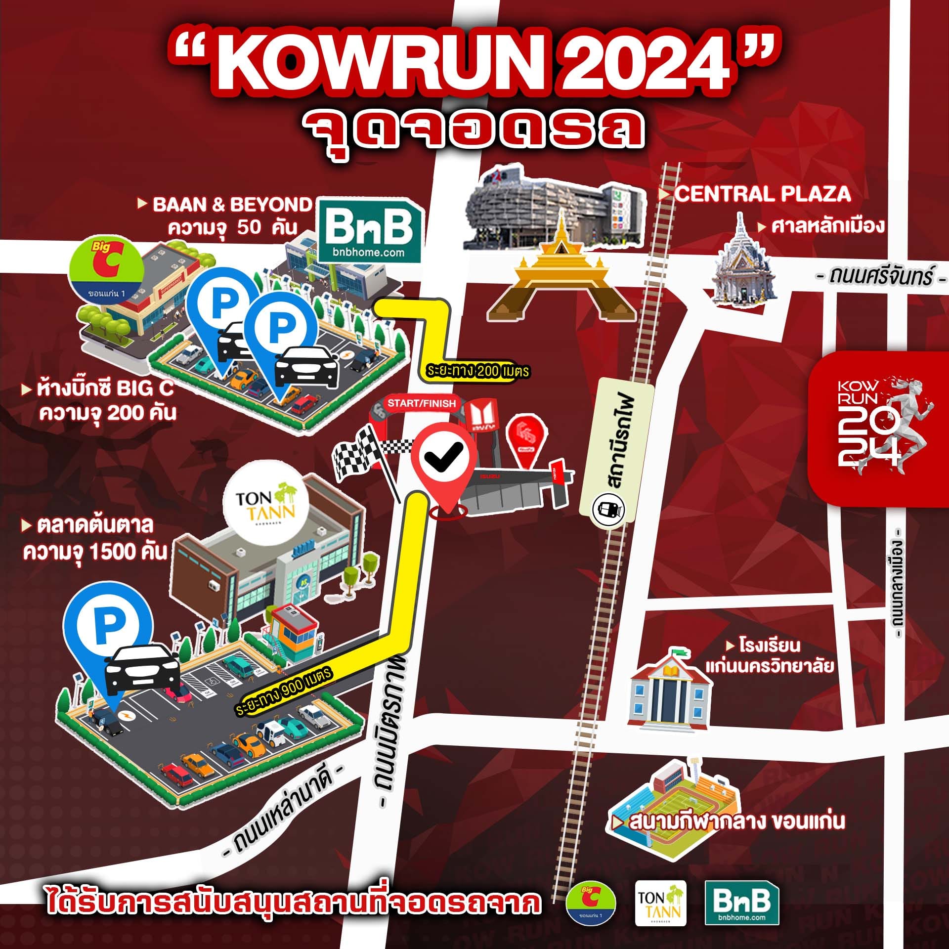 KOW RUN - เช็ค 3 จุดจอดรถ ใกล้ๆกับบริเวณงาน 