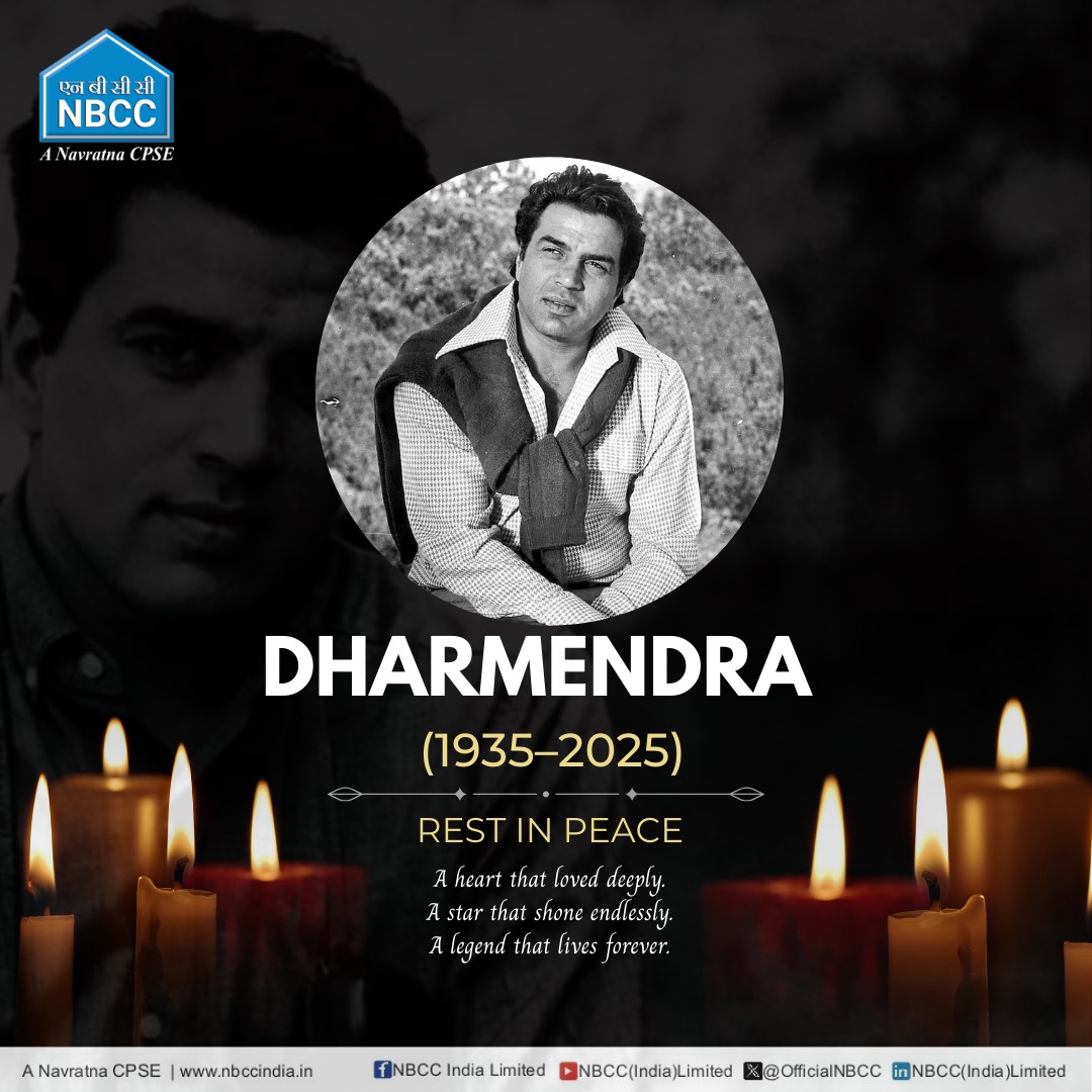 NBCC - #NBCC pays heartfelt tribute to legendary actor Dharmendra ji ...