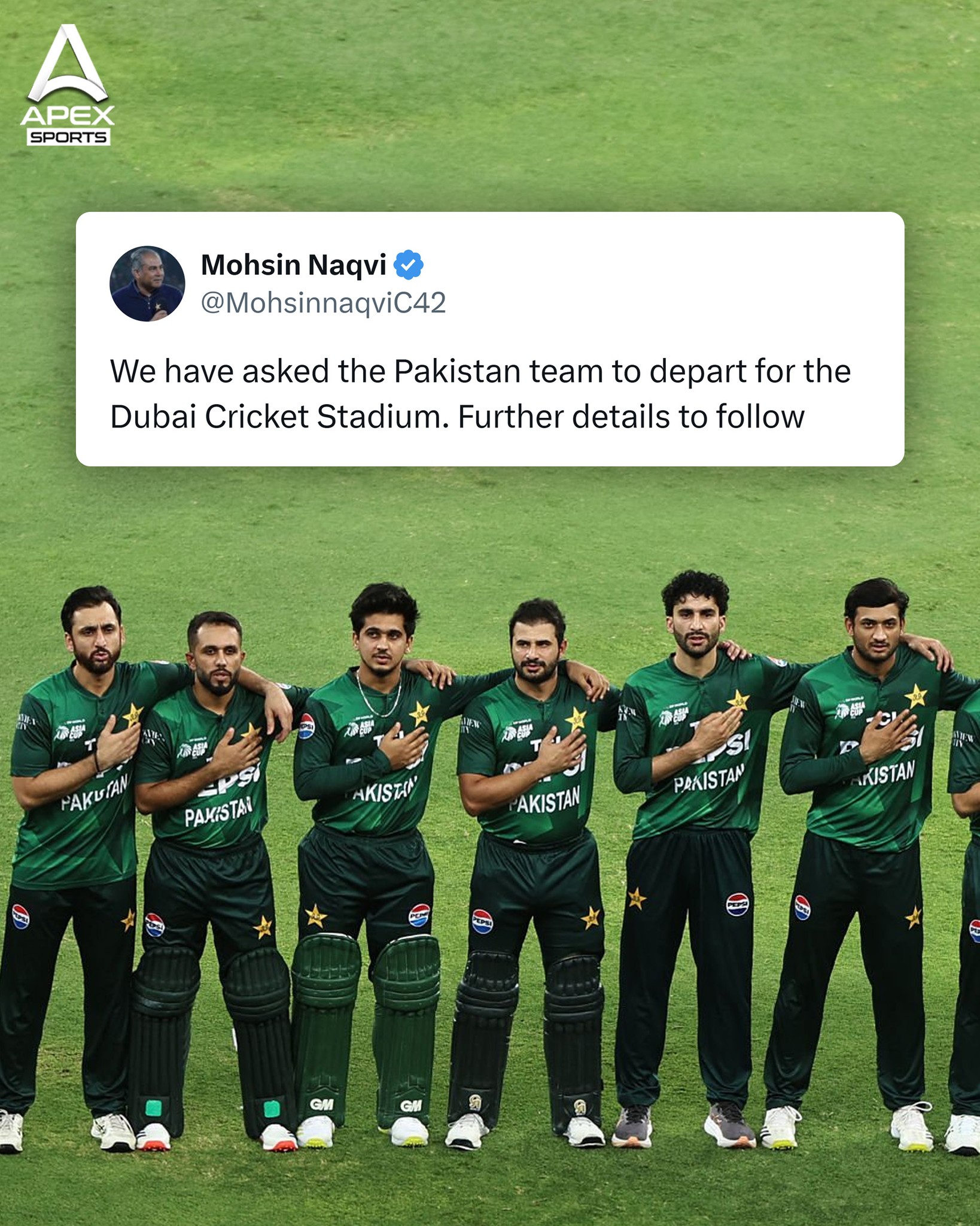 Apex Sports - Mohsin Naqvi Tweet on Pak vs UAE match!... | Facebook