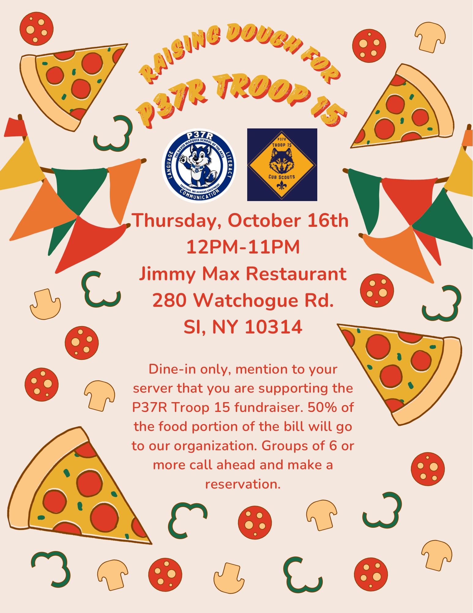 Jimmy Max Raising Dough™ Fundraiser on 10/16/2025 for P37R Troop 15