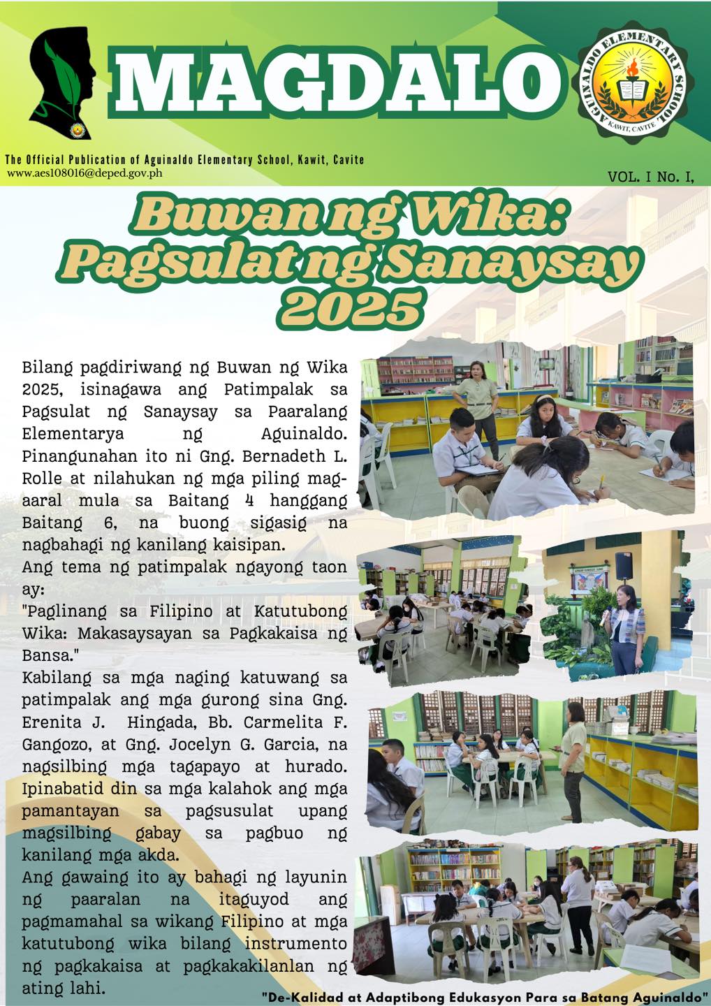 Lunes, Agosto 11, 2025 - Bilang pagdiriwang ng Buwan ng Wika 2025 ...