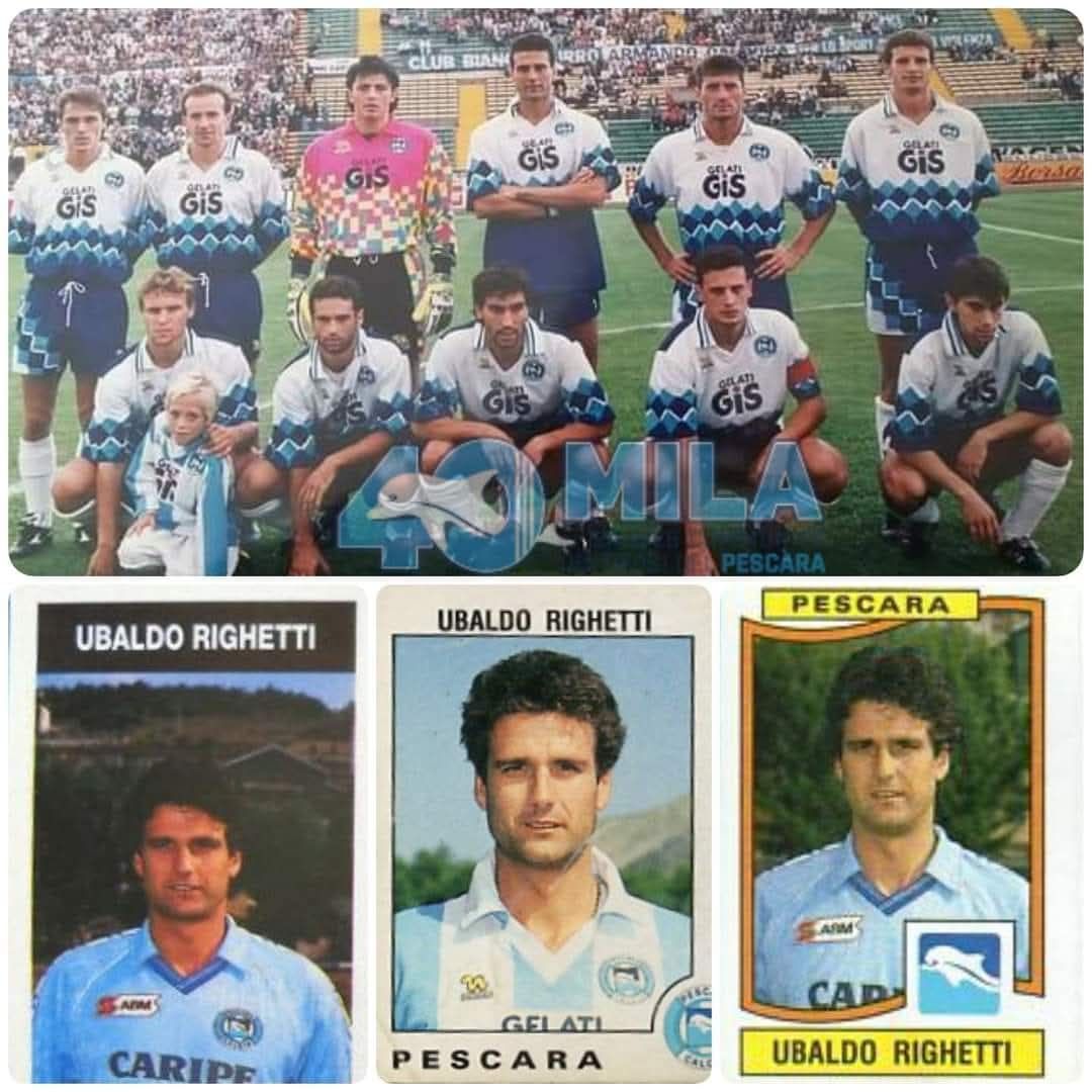 Maillot Pescara 1991/92 Match Worn (porté En Match) - Numéro 6 Righetti - Avec Certificat D'authenticité (COA)