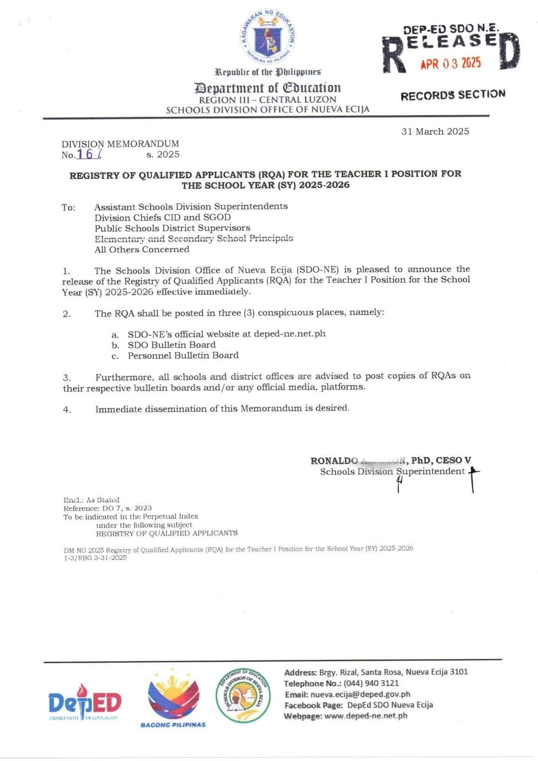 DepEd-Doña Juana Chioco National High School- 300802 - REGISTRY OF ...