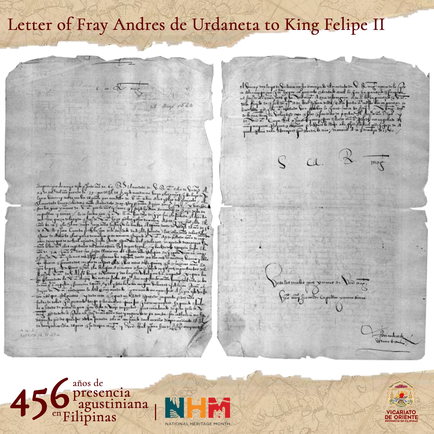 #HistoriaAgustiniana | LETTER OF FRAY ANDRES DE URDANETA, OSA TO KING ...