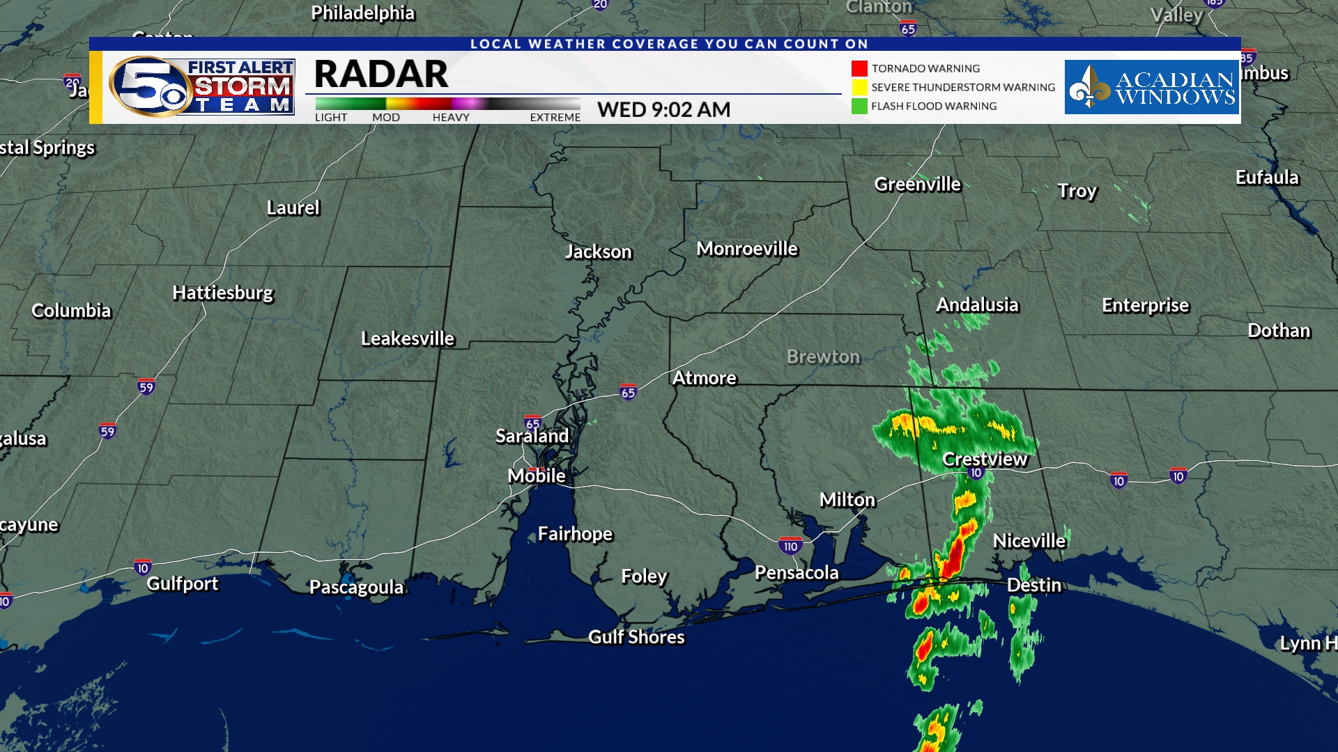 WKRG - 9 AM UPDATE - The rain is moving over Okaloosa County and will ...