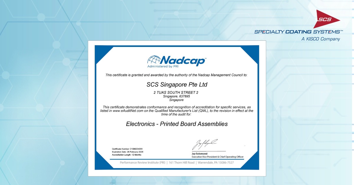 Specialty - SCS' Singapore facility has achieved the Nadcap ...