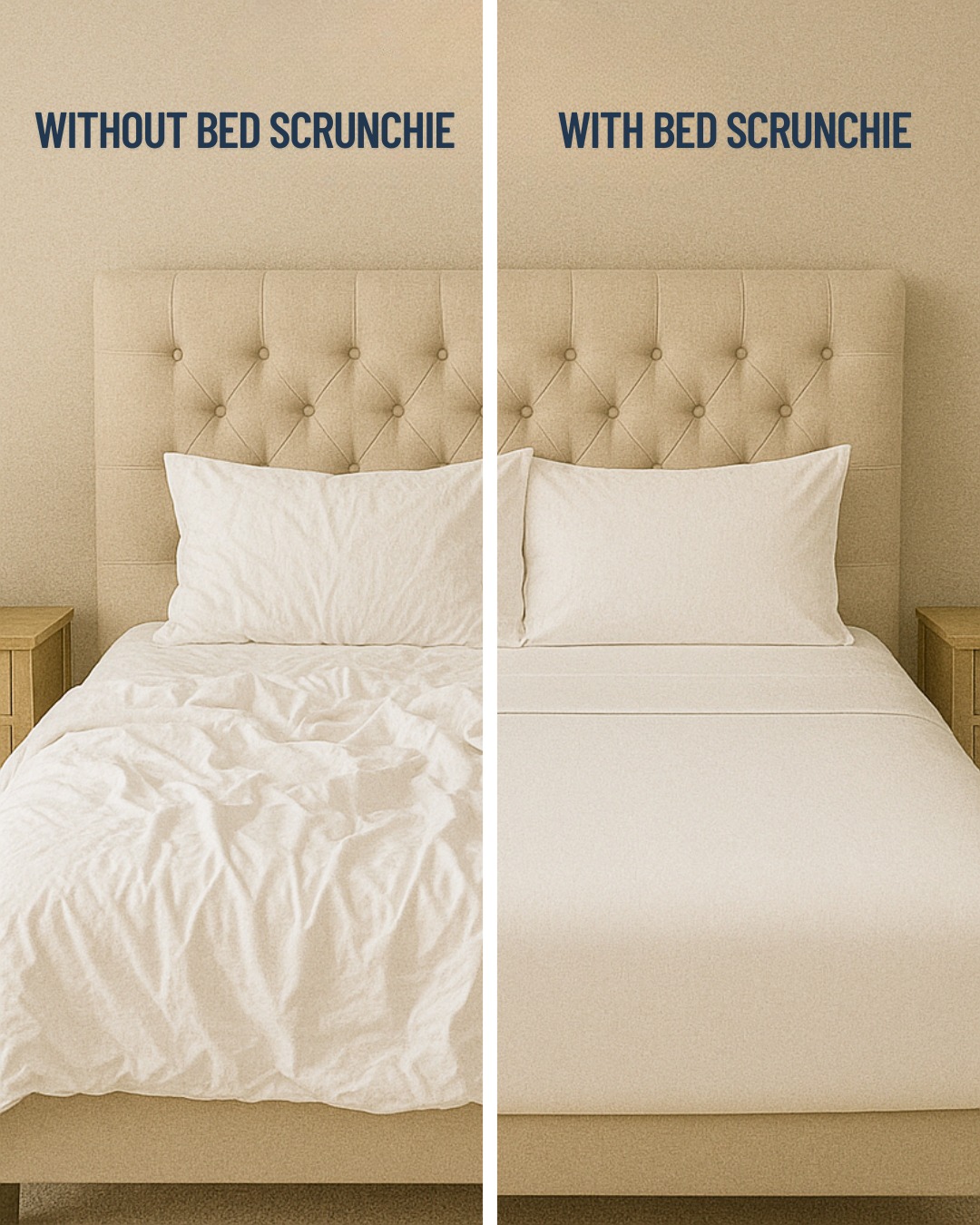 Bed - Wrinkled chaos vs. crisp perfection 😍 That’s the Bed Scrunchie ...