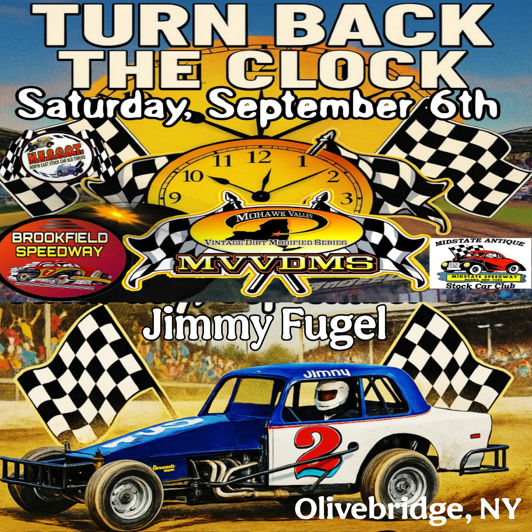 Jimmy Fugel's vintage Vega car at Brookfield Speedway