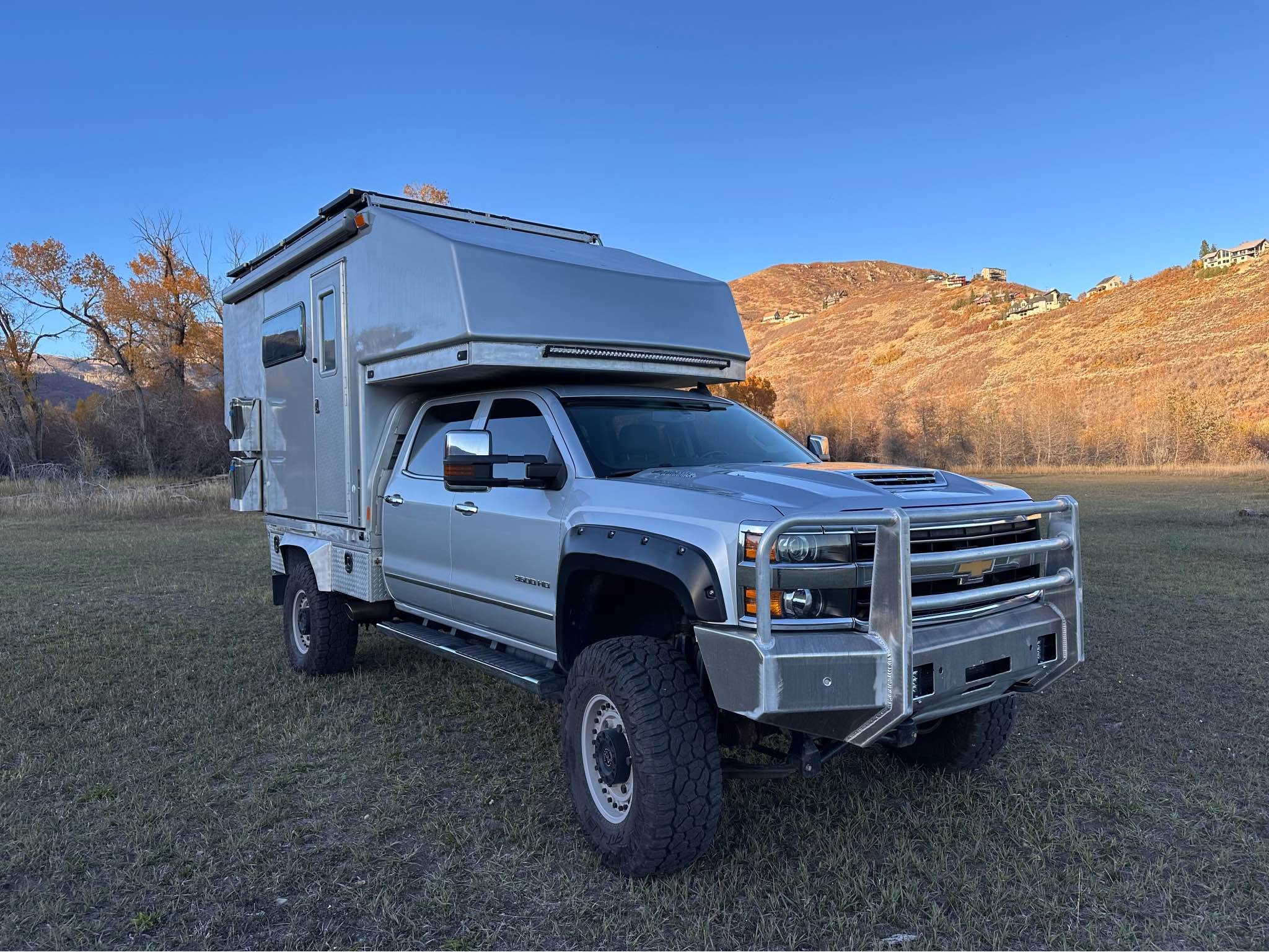 2019 Chevy Silverado 3500HD LTZ Duramax 4x4 Overland Flatbed Camper ...
