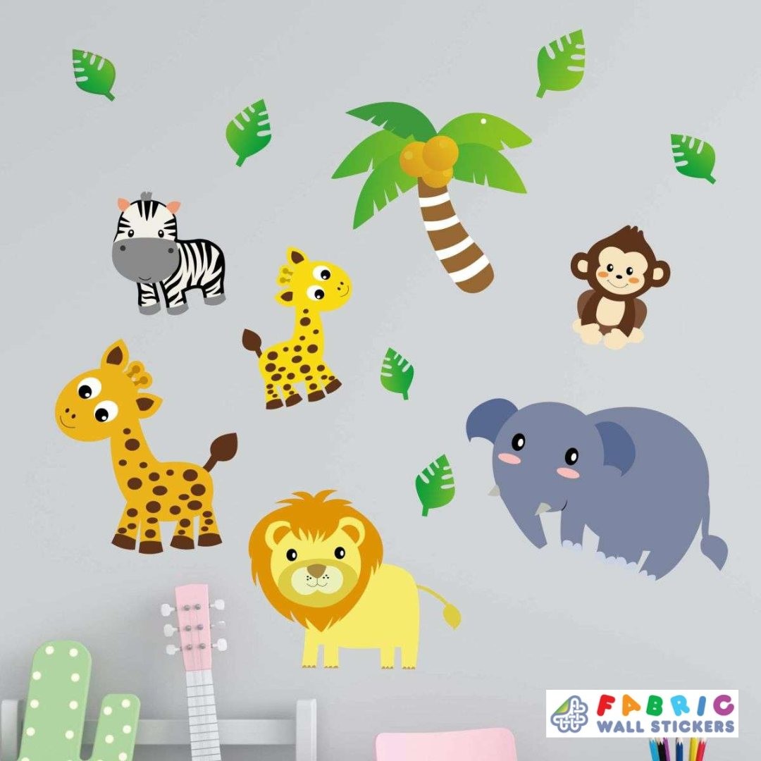 🐒🐘 Jungle Animals Wall Stickers 🦁🦓... - Fabric Wall Stickers