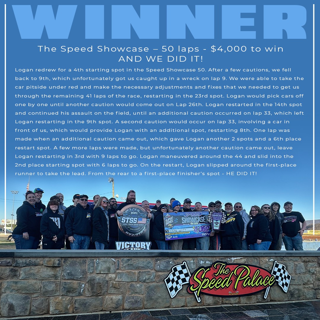 Watt Racing - The Speed Showcase – 50 laps - $4,000 to win...