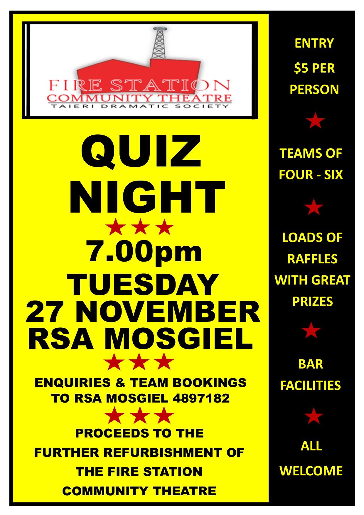 RSA Mosgiel - We have a Quiz Night here at Mosgiel RSA... | Facebook