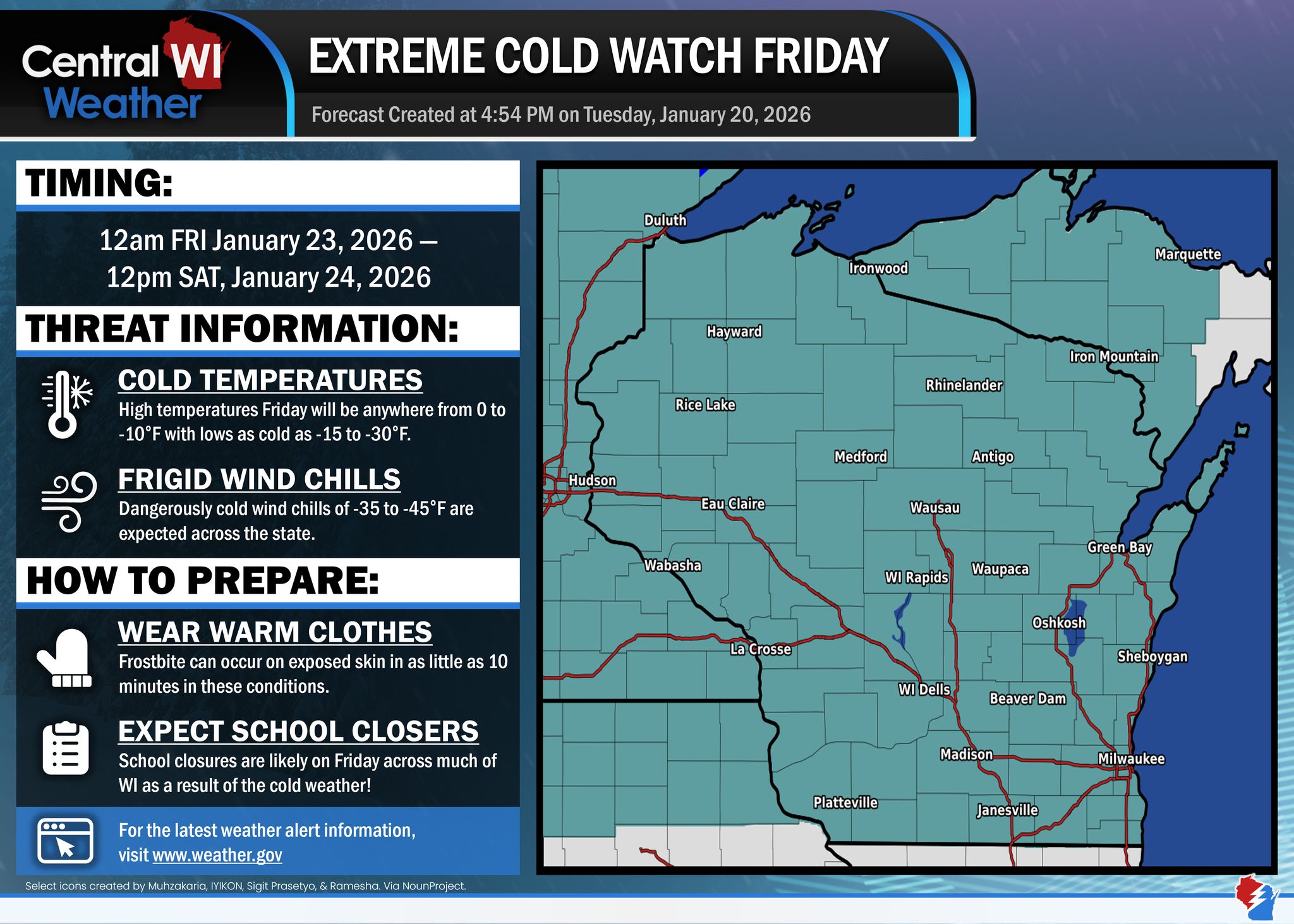 Central - EXTREME COLD WATCH FOR ALL OF WISCONSIN FRIDAY… An extreme ...