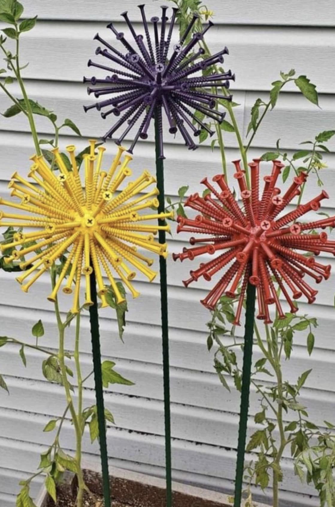 This Southern Girl Can - Garden flowers made with screws, golf balls ...