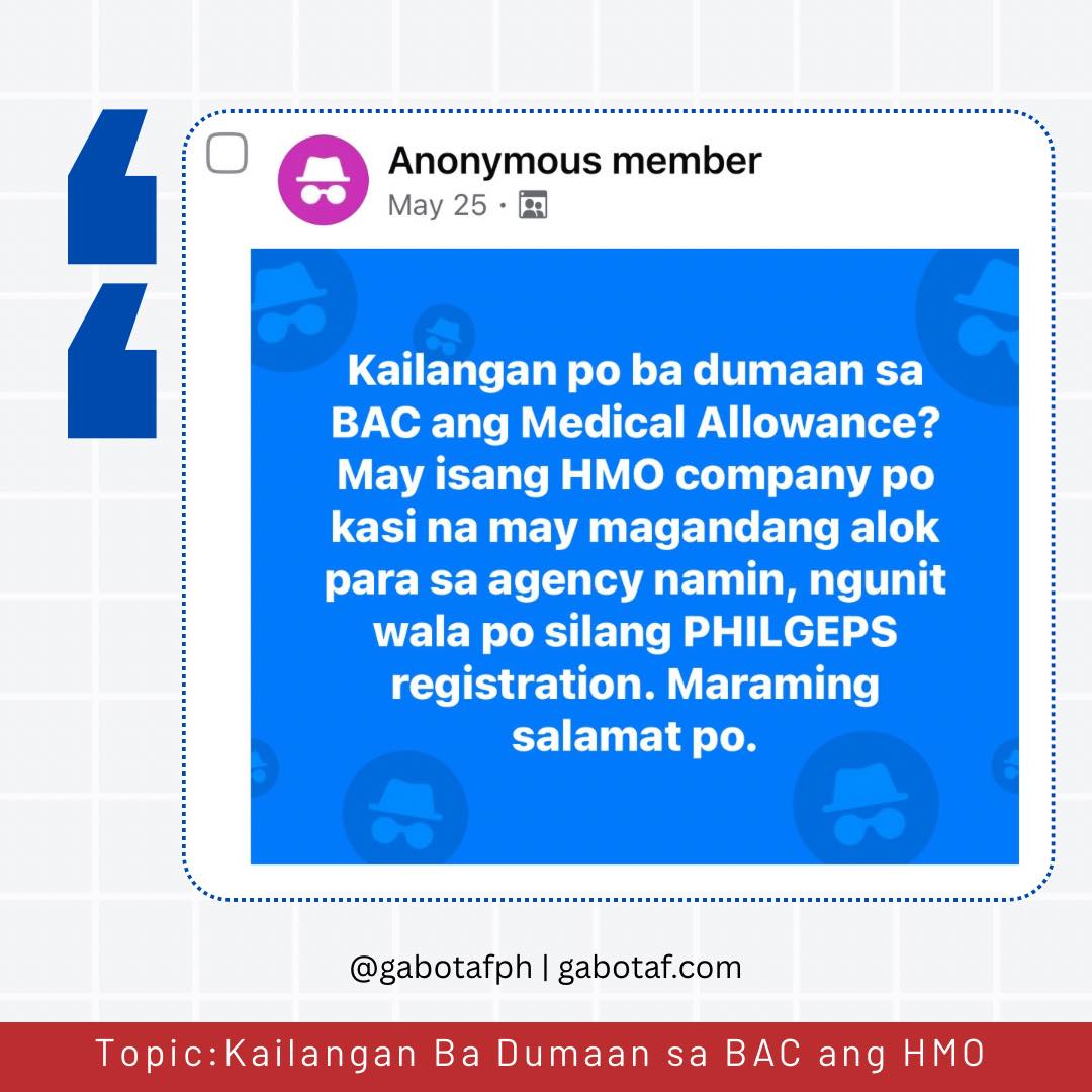 G-2025-185: Kailangan Ba Dumaan sa BAC (Procurement) ang pagkuha ng HMO ...