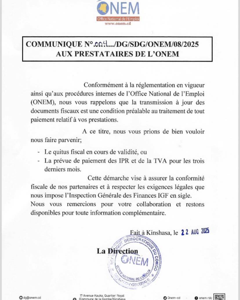 ONEM RDC | Kinshasa