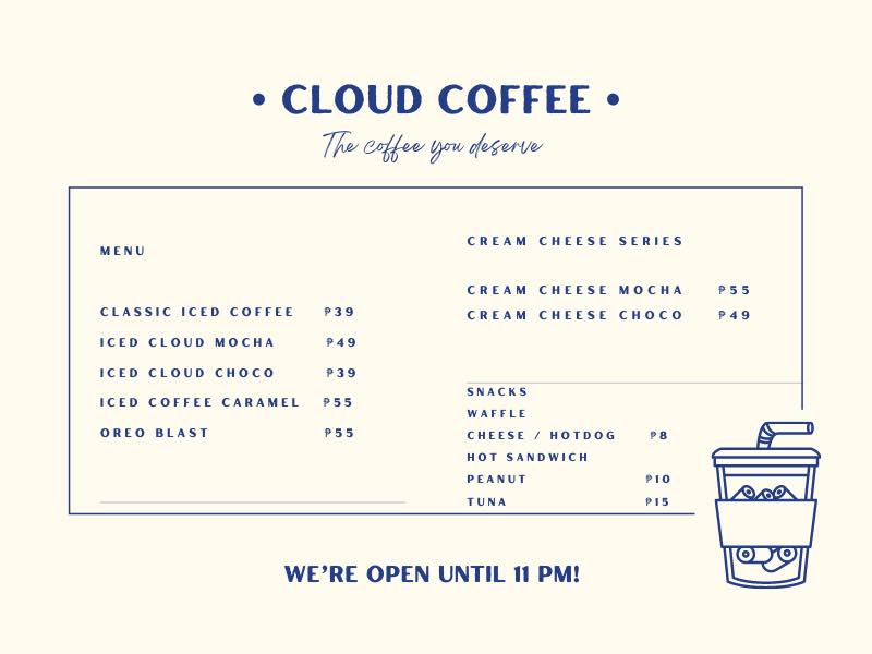 Cloud Coffee - ☁️ here’s our new official menu list! ☁️...
