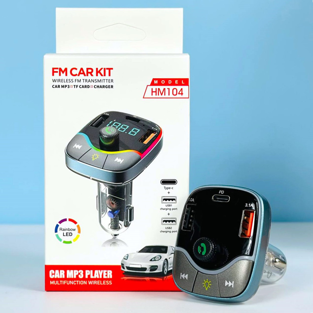 Transmisor FM Bluetooth Para Coche Con Doble Micrófono, Manos Libres, Carga Rápida PD 20W Y USB 18W, Reproductor De Música Con TF/SD Y USB, Pantalla De Voltímetro