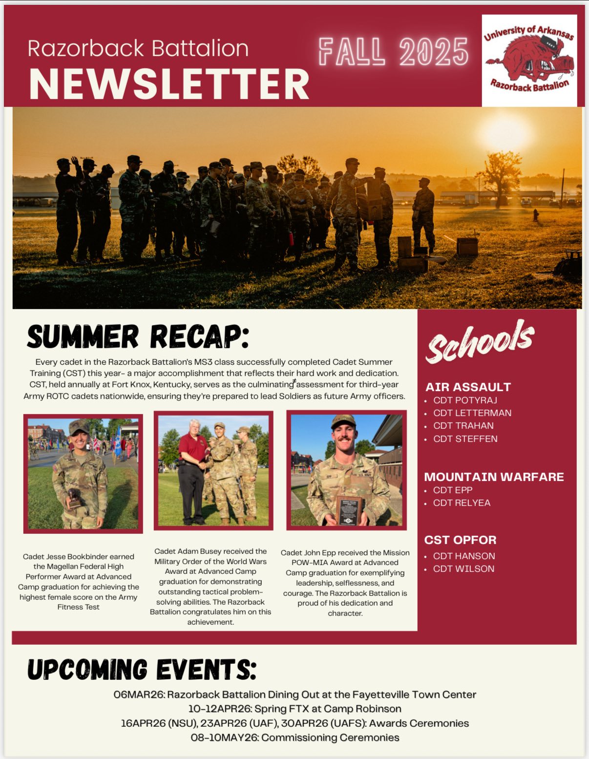 Check out our Fall 2025... - Razorback Battalion Army ROTC | Facebook