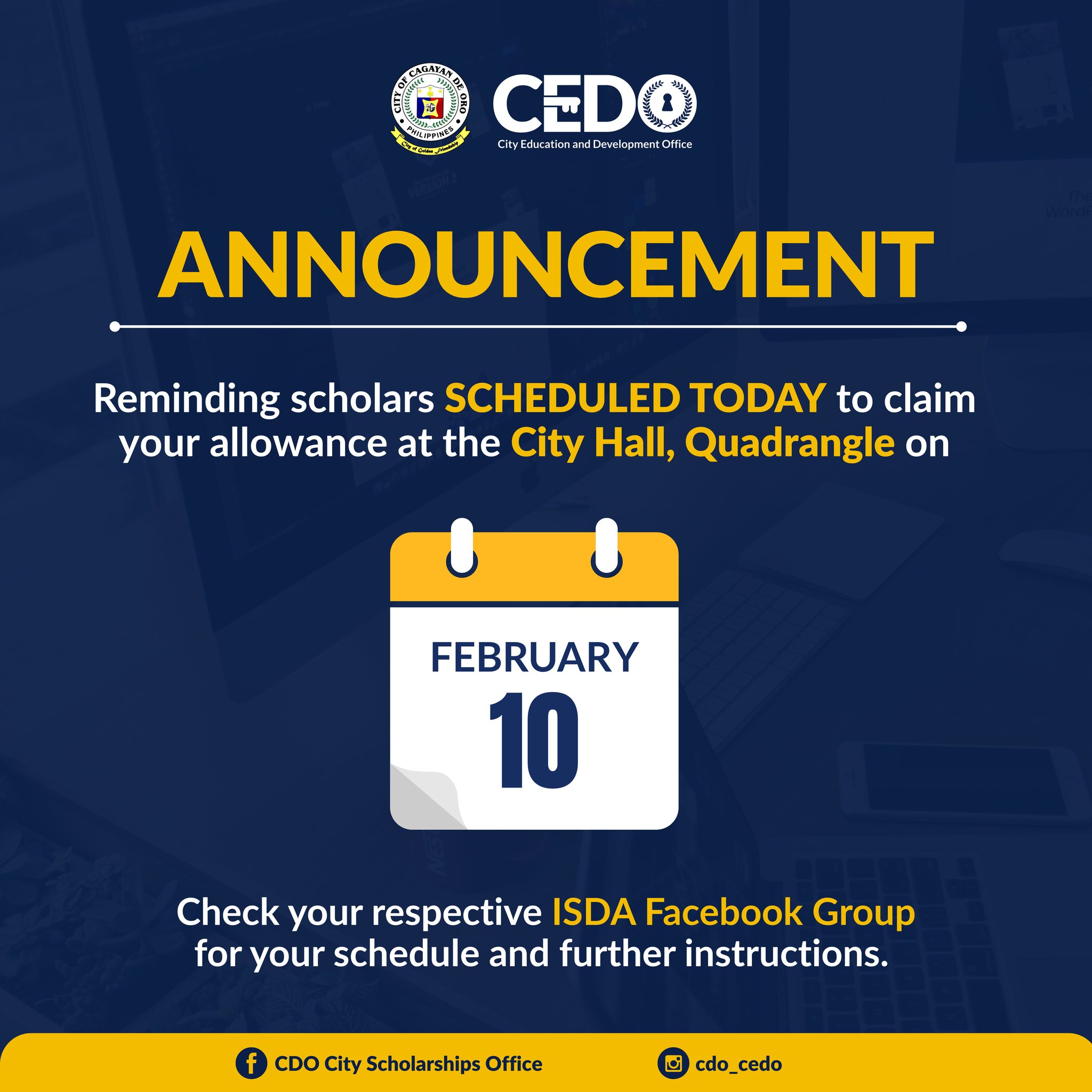 𝐀𝐍𝐍𝐎𝐔𝐍𝐂𝐄𝐌𝐄𝐍𝐓 || Reminding... - CDO City Scholarships Office | Facebook