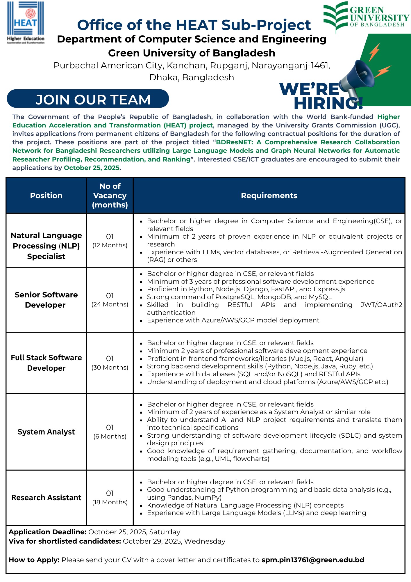Green - Call for Applications – Contractual Positions under HEAT ...