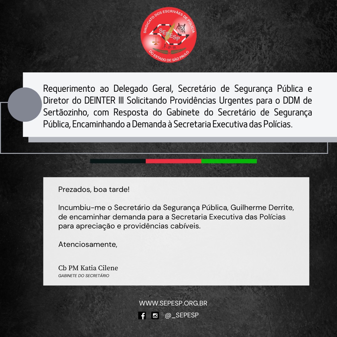 ESCRIVÃES DE POLÍCIA: O SEPESP é a ÚNICA entidade que têm LEGITIMIDADE ...