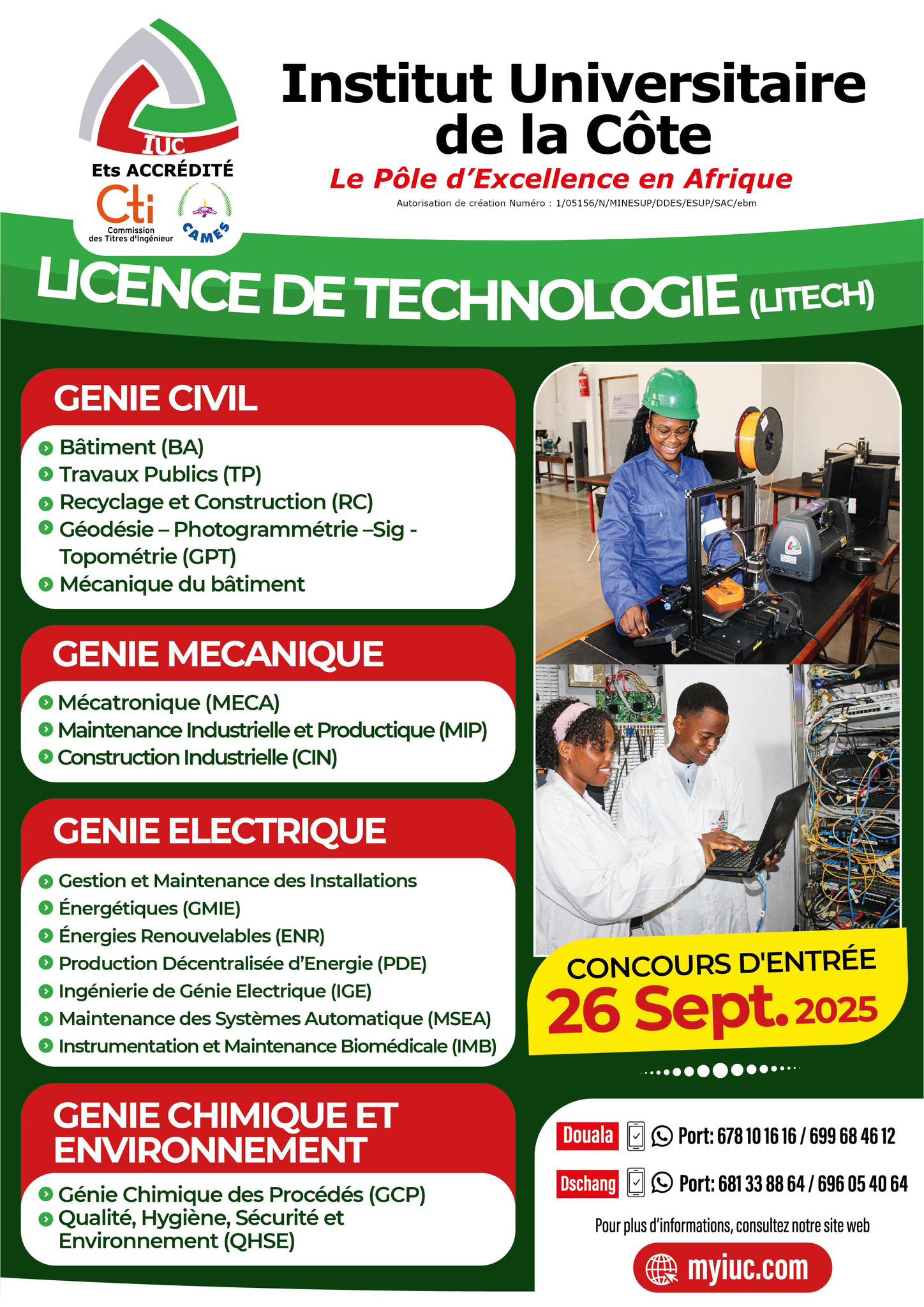 Admission... - Institut Universitaire de la Côte - IUC Douala | Facebook