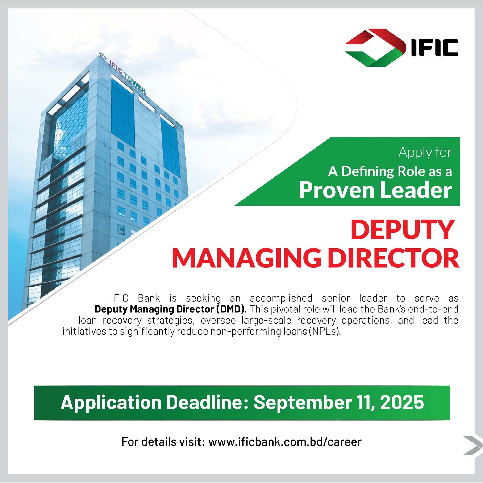 IFIC Bank PLC - 💼 Join IFIC and Lead at the Top. 🎯 We're... | Facebook