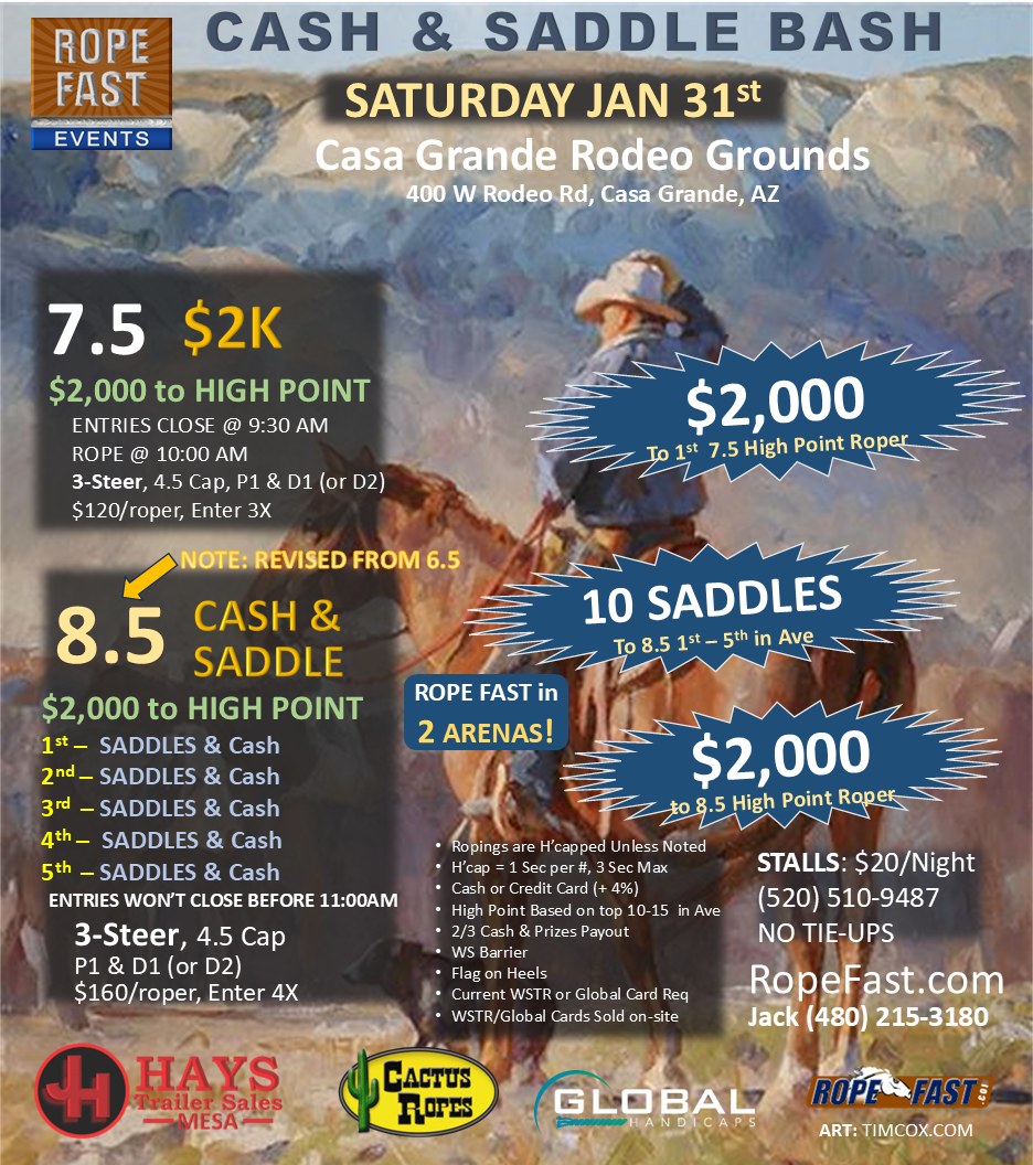 Rope - Please note the 6.5 on Jan 31 has been revised to a 8.5. Please ...