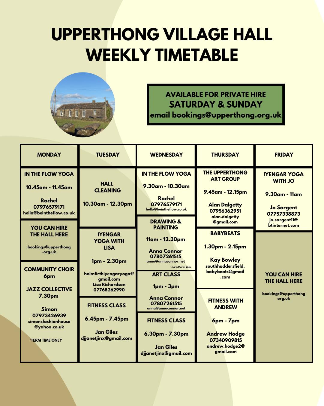 Upperthong Village Hall - Our latest 2025 timetable 🗓️ With a new class ...