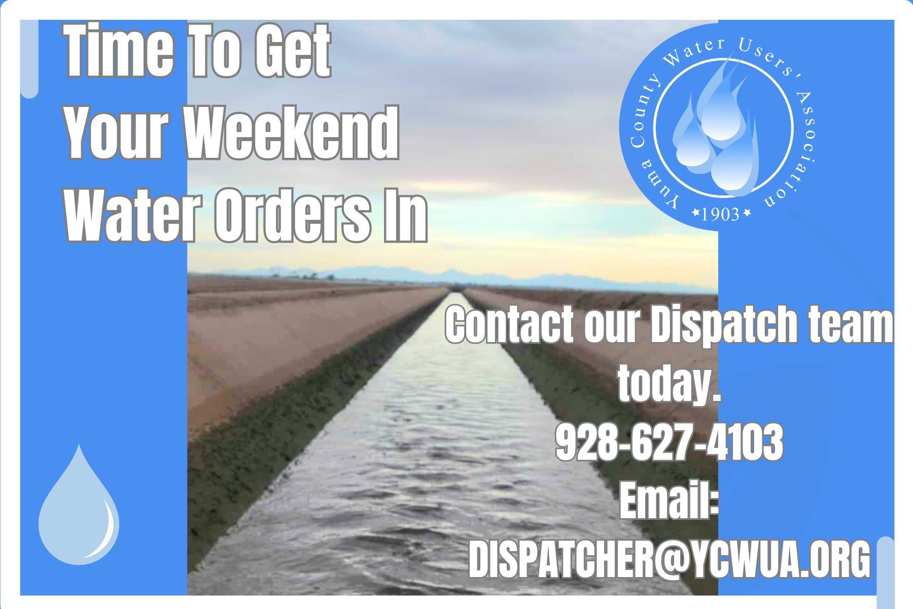 Yuma - 🚨 Weekly Water Order Reminder 🚨 Don’t forget to place your water ...
