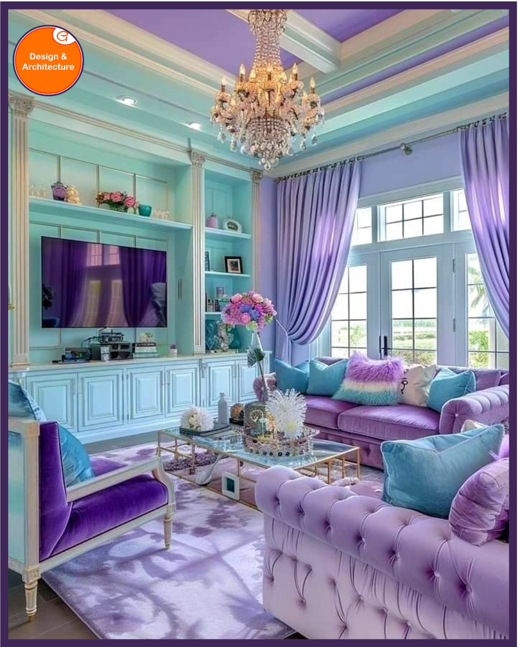 Design - This enchanting living room is a symphony of pastel elegance ...