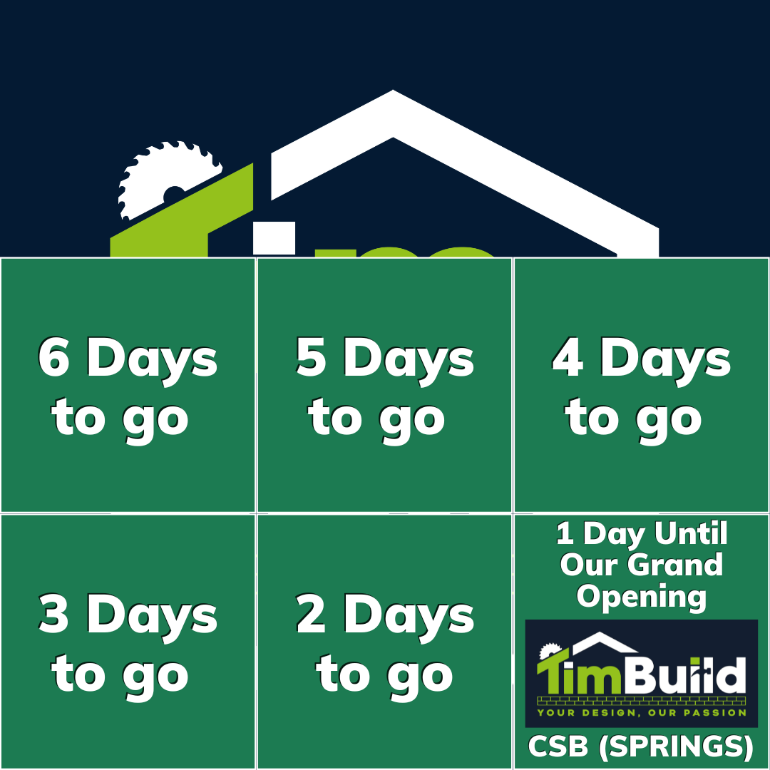 6 days to go… Diarise the date: 1... - TimBuild CSB - Springs | Facebook