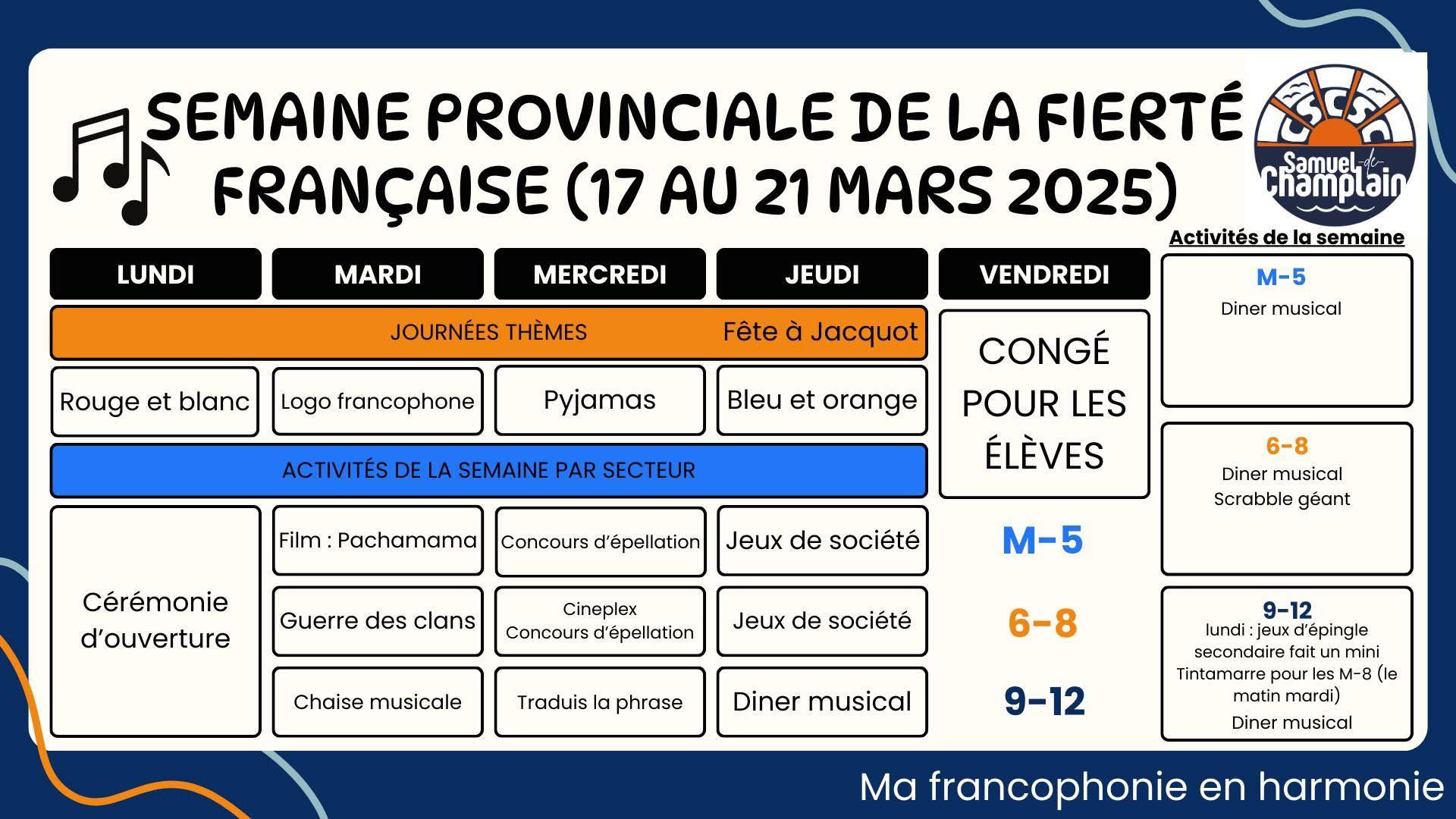 Centre - [HORAIRE DE LA SPFF 2025] Voici un aperçu des activités qui se ...