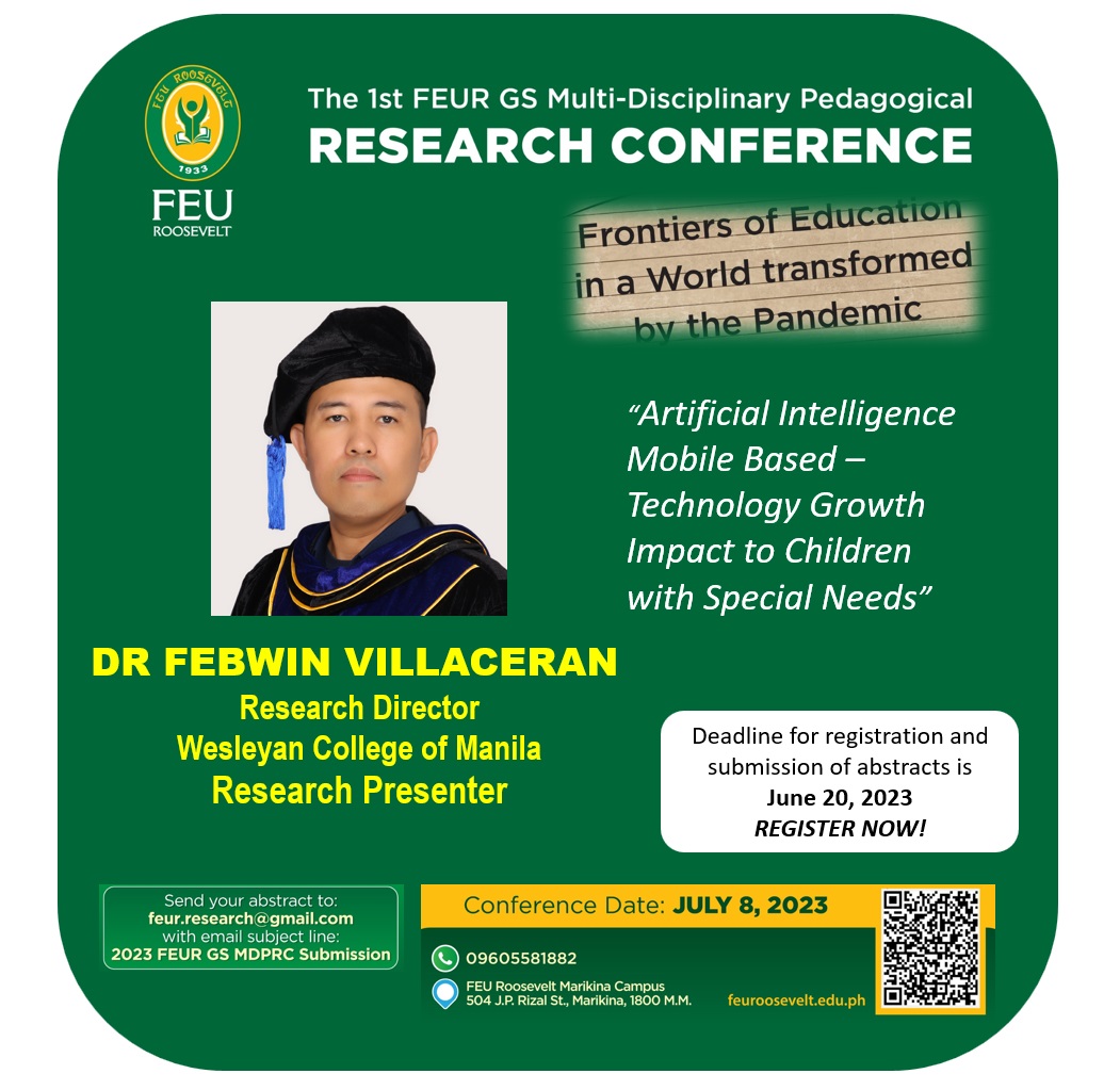 We are pleased to announce that DR FEBWIN VILLACERAN, Research Director ...