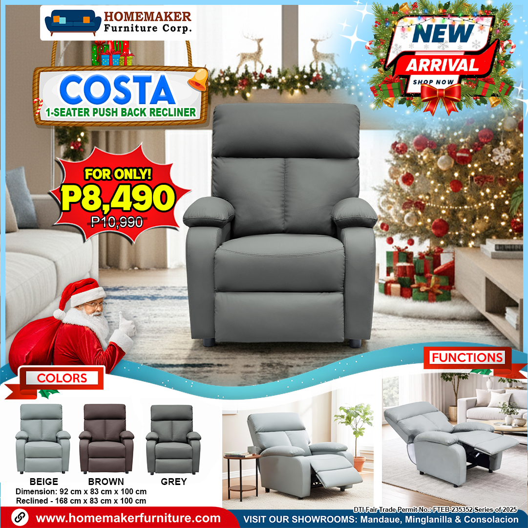 Homemaker - Meet the COSTA 1-Seater Push Back Recliner—your new ...