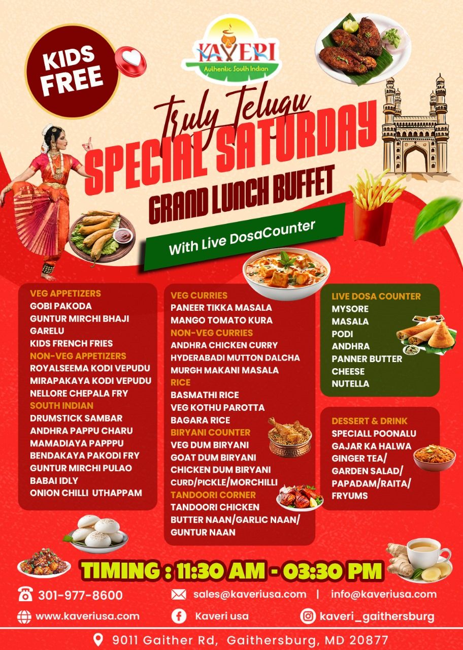 Kaveri usa - TRULY TELUGU SPECIAL SATURDAY GRAND LUNCH...
