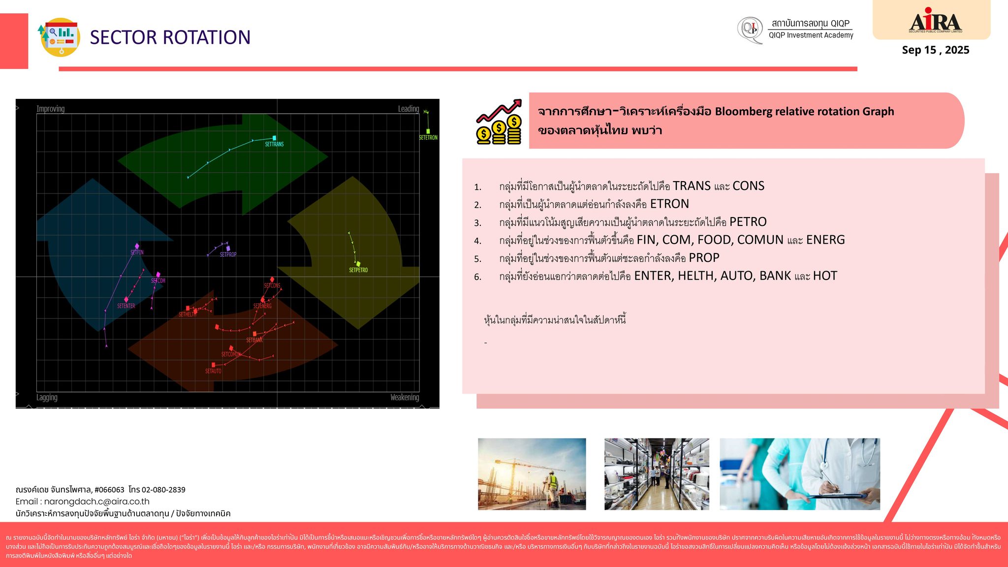 บริษัทหลักทรัพย์ - 🚨SECTOR ROTATION (15.09.2025) กลุ่มที่มีโอกาสเป็น ...