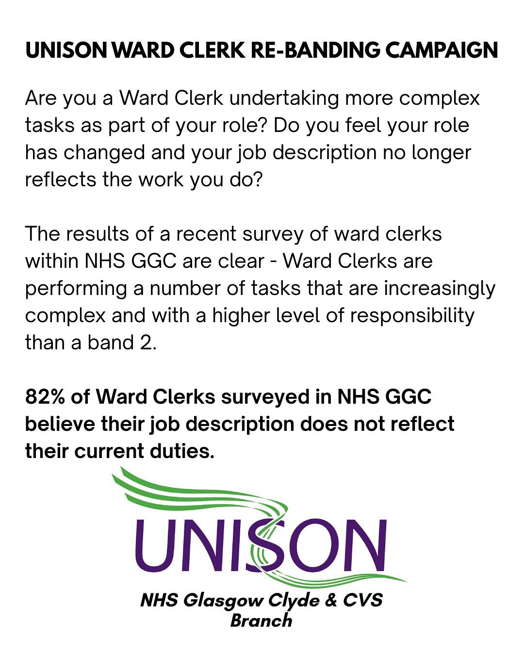 🖥️ Ward Clerks... - UNISON NHS Glasgow Clyde & CVS Branch | Facebook