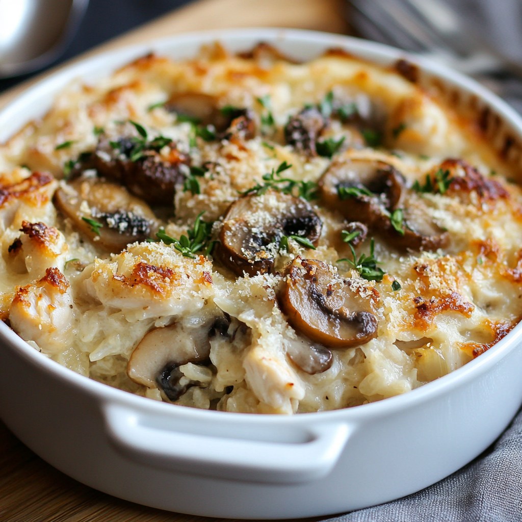 Recette - Gratin de Riz au Poulet et aux Champignons Ingrédients (pour ...