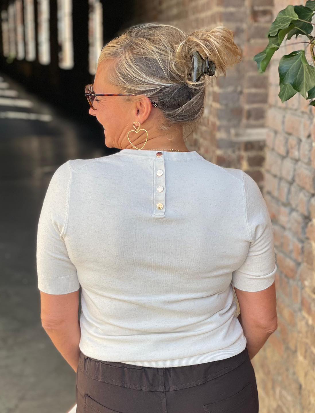 Gilet En Angora Gris - Manches Courtes - Taille XL - Occasion Très Bon état