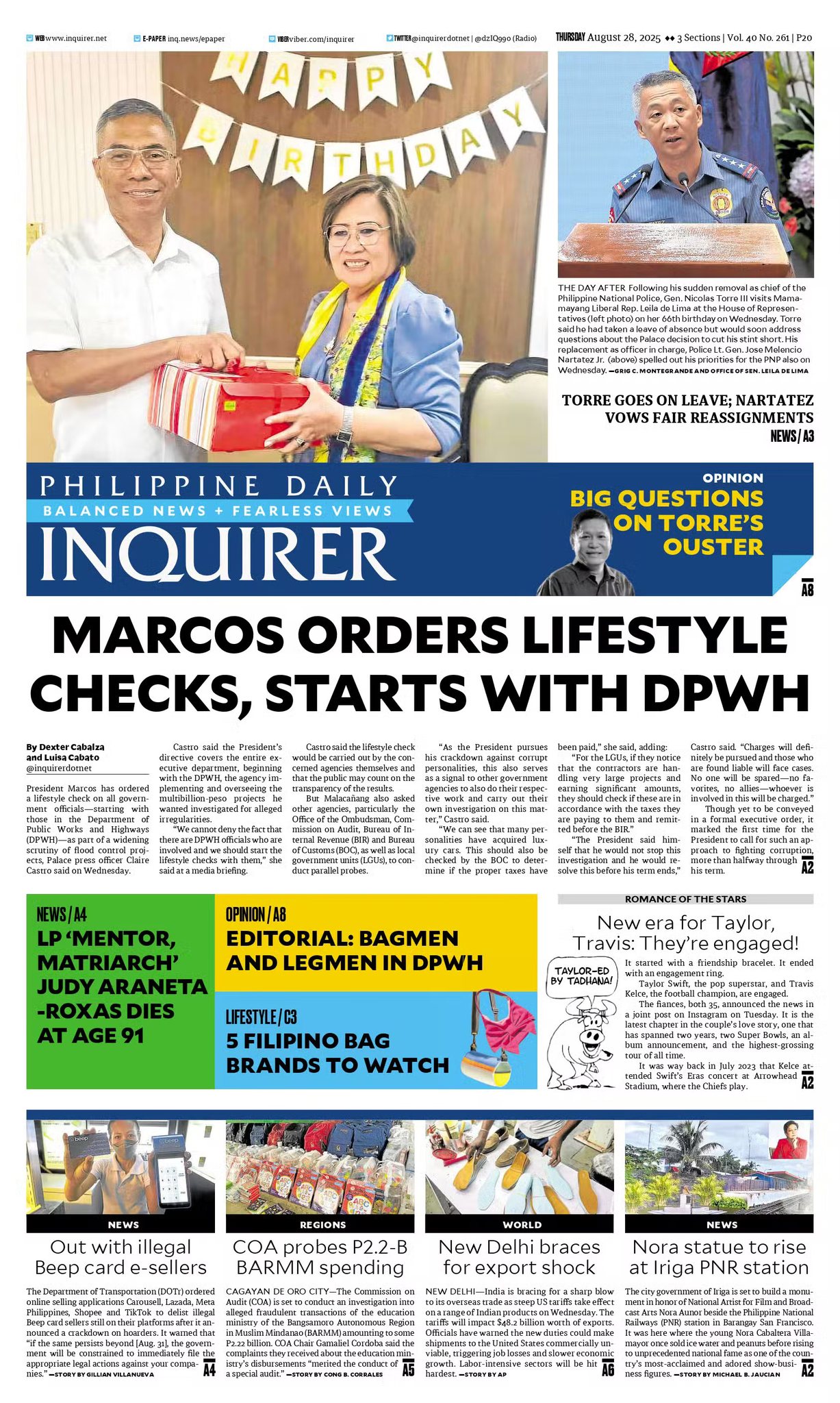INQUIRER.net - Today's Inquirer front page (August 28,... | Facebook