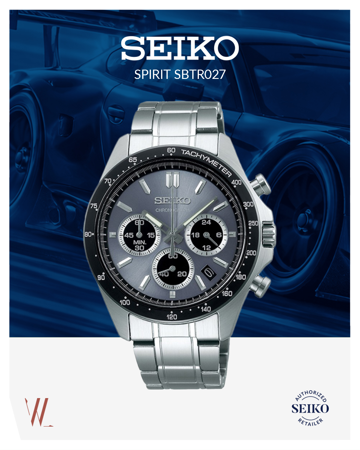 The SEIKO Spirit SBTR027, classic chronograph design with Japanese