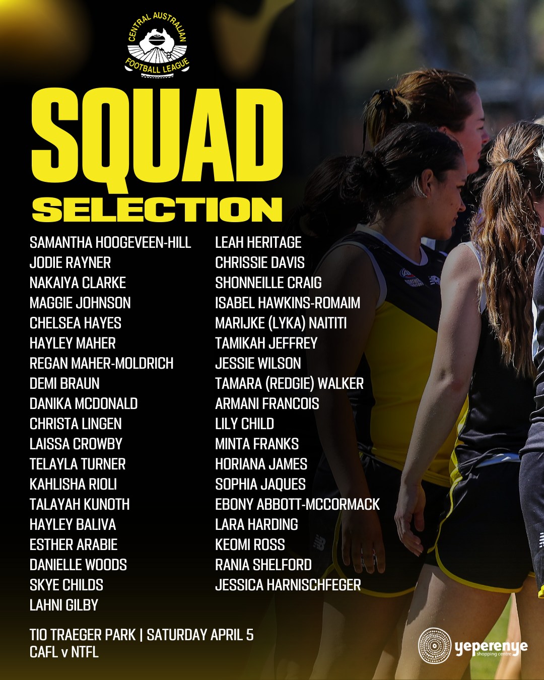 AFL Central Australia - The 2025 CAFL Women’s Representative Squad is ...