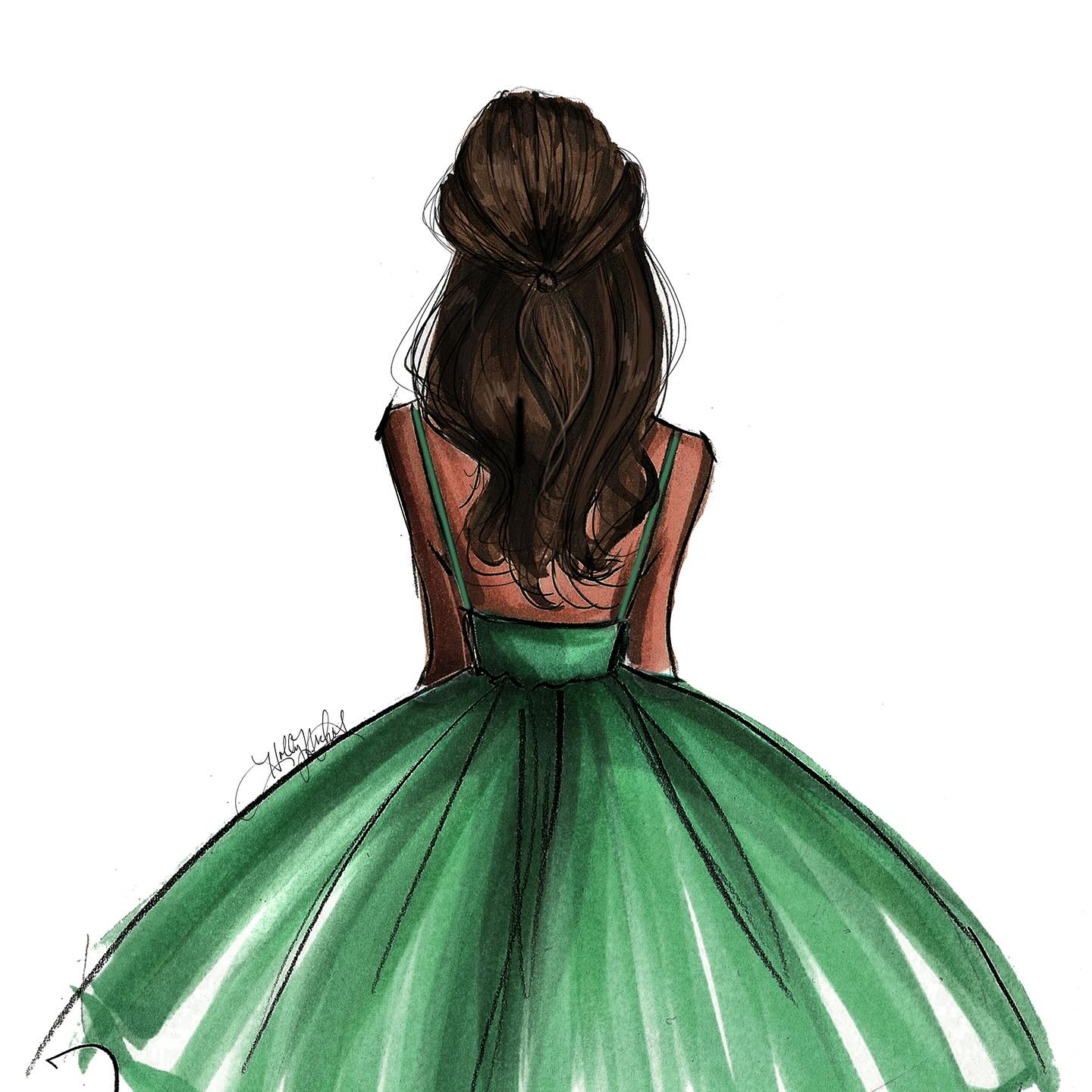 Green Dresses 💚 #fashionillustration #green #copicmarkers #illustration #illustrationartists