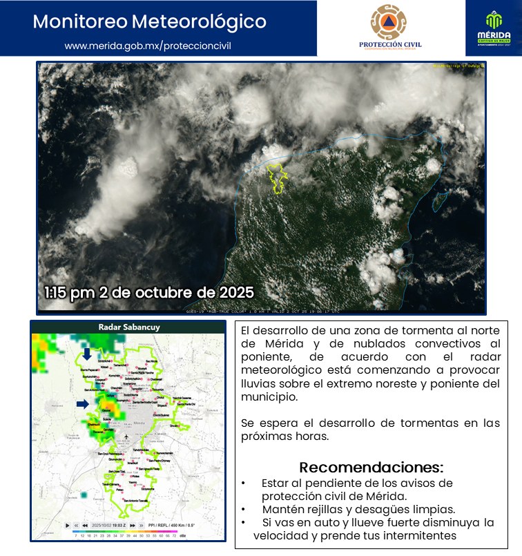 Monitoreo Meteorológico: A la... - Protección Civil Mérida | Facebook
