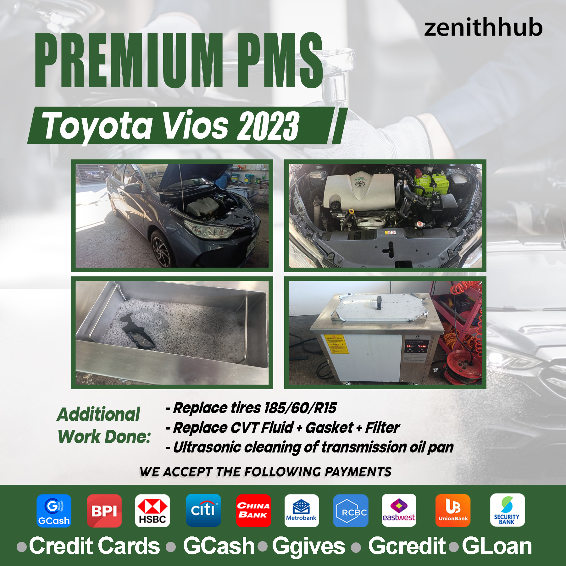 ZenithHub - Car make: Toyota Vios Basic PMS + CVTF Replacement ...